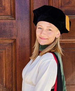 Woman wearing graduation attire